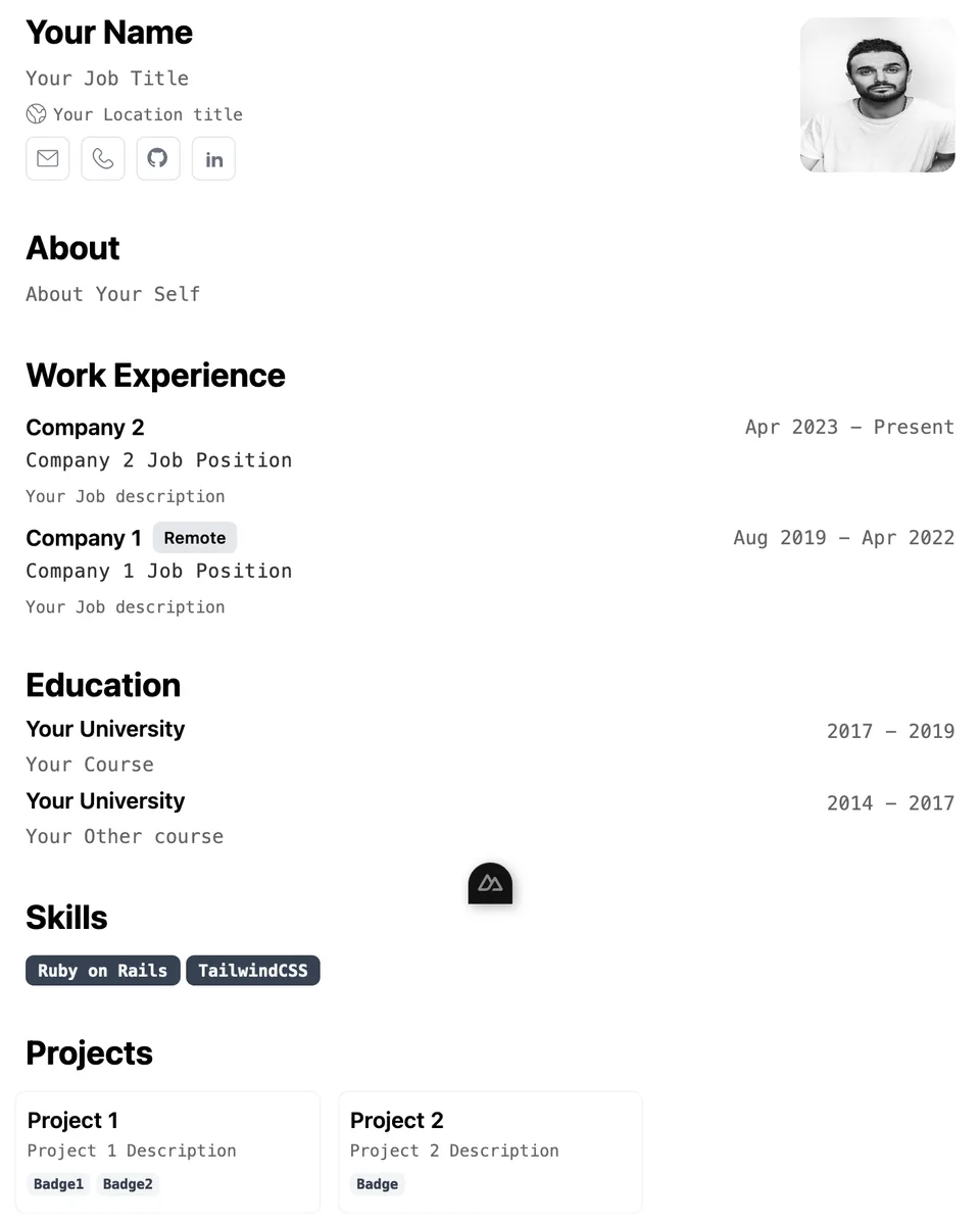 Minimalistic CV Builder