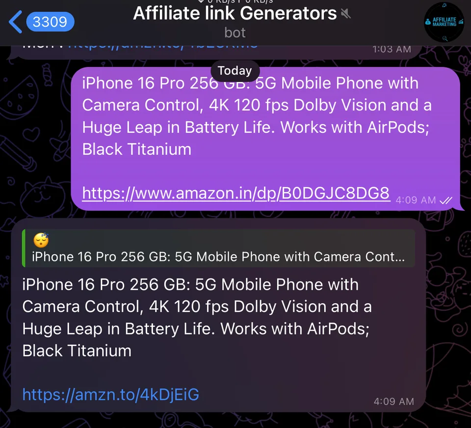 Telegram Affiliate Link Generator Bot
